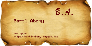 Bartl Abony névjegykártya